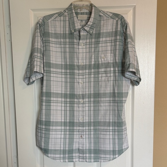 Weatherproof men’s white and green short sleeve button down shirt size large - Picture 1 of 9